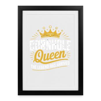 Cornhole Queen The Legend Has Arrived - Gerahmtes Poster (27 × 37 cm) - Schwarz - Vorne