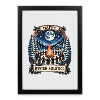 Frohes Weihnachtsfest zur Wintersonnenwende Wicca-Festival - Gerahmtes Poster (27 × 37 cm) - Schwarz - Vorne