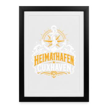 Cuxhaven Heimathafen Nordsee - Gerahmtes Poster (27 × 37 cm) - Schwarz - Vorne