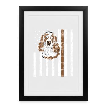 English Springer Spaniel - Wags With The Whole Spa - Gerahmtes Poster (27 × 37 cm) - Schwarz - Vorne