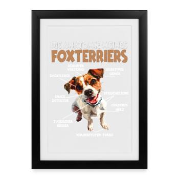 Foxterrier-Hundesport-Hundeliebhaber Foxterrier - Gerahmtes Poster (27 × 37 cm) - Schwarz - Vorne
