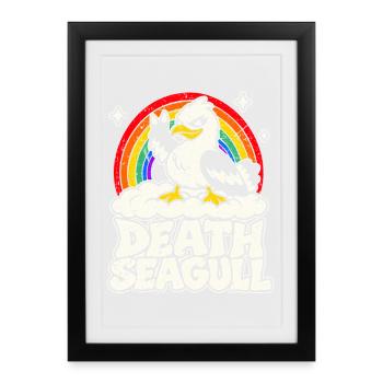 Death Seagull – Heavy Metal Möwe - Gerahmtes Poster (27 × 37 cm) - Schwarz - Vorne
