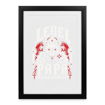 Level Vater freigeschaltet - Gerahmtes Poster (27 × 37 cm) - Schwarz - Vorne