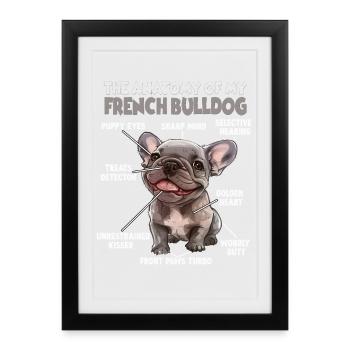 Französische Bulldogge Hundehalter T Frenchie  - Gerahmtes Poster (27 × 37 cm) - Schwarz - Vorne