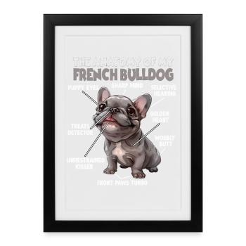 Französische Bulldogge Hundehalter T Frenchie  - Gerahmtes Poster (27 × 37 cm) - Schwarz - Vorne