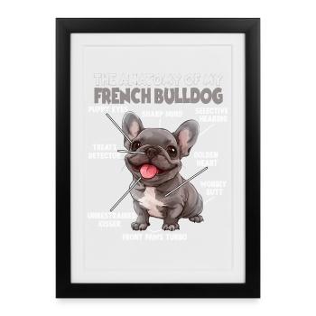 Französische Bulldogge Hundespruch Hundehalter - Gerahmtes Poster (27 × 37 cm) - Schwarz - Vorne