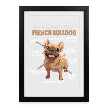 Hund Französische Bulldogge T Hundehalter Geschenk - Gerahmtes Poster (27 × 37 cm) - Schwarz - Vorne