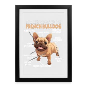 Hund Französische Bulldogge T Hundehalter Geschenk - Gerahmtes Poster (27 × 37 cm) - Schwarz - Vorne