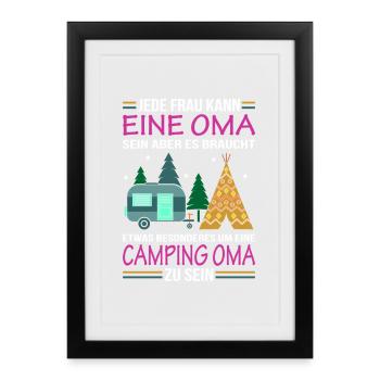 Camping Oma Wohnwagen Campen Omi Geschenk - Gerahmtes Poster (27 × 37 cm) - Schwarz - Vorne