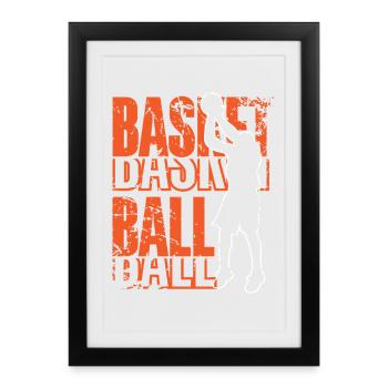 Basketball - Gerahmtes Poster (27 × 37 cm) - Schwarz - Vorne