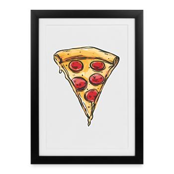 Pizza Retro - Gerahmtes Poster (27 × 37 cm) - Schwarz - Vorne