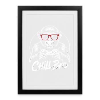  Chill Bro Affe Gamer Mit Controller Und - Gerahmtes Poster (27 × 37 cm) - Schwarz - Vorne