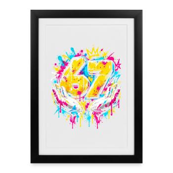 6 7 Meme Neon Graffiti Splash - Gerahmtes Poster (27 × 37 cm) - Schwarz - Vorne