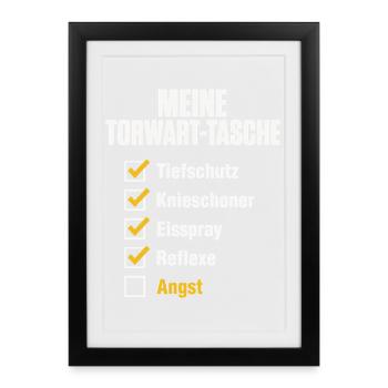 Handball Torwart Tasche – Reflexe ja, Angst nein - Gerahmtes Poster (27 × 37 cm) - Schwarz - Vorne