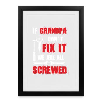Grandpa Gift Handyman DIY-Reparaturwerkstatt - Gerahmtes Poster (27 × 37 cm) - Schwarz - Vorne