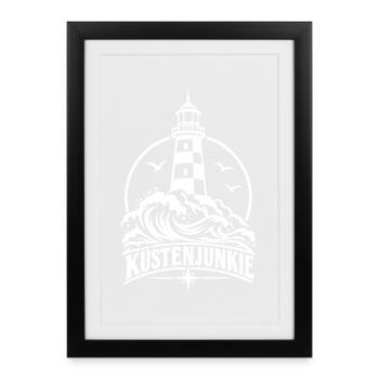 Küstenjunge – Leuchtturm am Meer - Gerahmtes Poster (27 × 37 cm) - Schwarz - Vorne