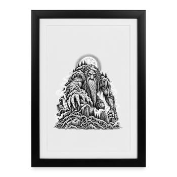 Düsterer Waldtroll im Mondschein - Gerahmtes Poster (27 × 37 cm) - Schwarz - Vorne