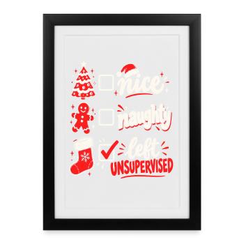 Links unbeaufsichtigt – Nett oder frech - Gerahmtes Poster (27 × 37 cm) - Schwarz - Vorne