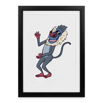Paviane Affe Tier - Gerahmtes Poster (27 × 37 cm) - Schwarz - Vorne