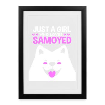 Samojede Hund Samoyed - Gerahmtes Poster (27 × 37 cm) - Schwarz - Vorne