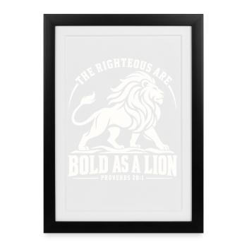 Bibel Spruch Mut und Glaube Löwe - Gerahmtes Poster (27 × 37 cm) - Schwarz - Vorne