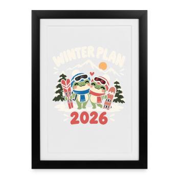 Ski Snowboard Weintrinken Après Ski Party - Gerahmtes Poster (27 × 37 cm) - Schwarz - Vorne