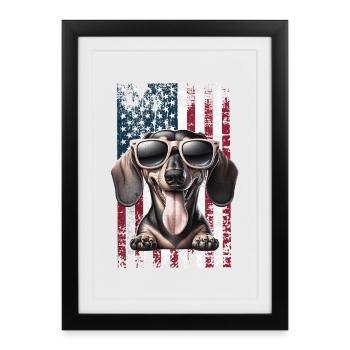 Dachshund US Dackel - Gerahmtes Poster (27 × 37 cm) - Schwarz - Vorne