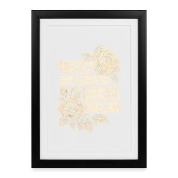 Protect Your Daughters Educate Your Sons Floral - Gerahmtes Poster (27 × 37 cm) - Schwarz - Vorne