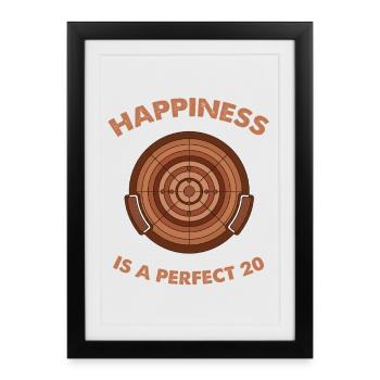 Happiness Is a Perfect 20 – Crokinole Brett - Gerahmtes Poster (27 × 37 cm) - Schwarz - Vorne