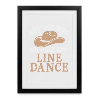 Line Dance Country Linedance Tanzen Cowboyhut - Gerahmtes Poster (27 × 37 cm) - Schwarz - Vorne