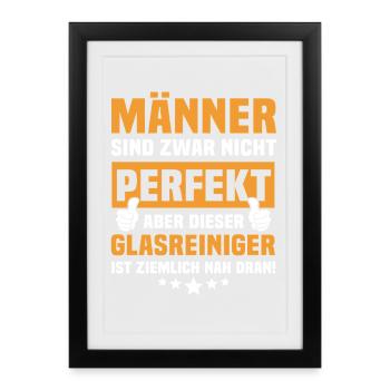 Lustige Glasreiniger Sprüche - Gerahmtes Poster (27 × 37 cm) - Schwarz - Vorne