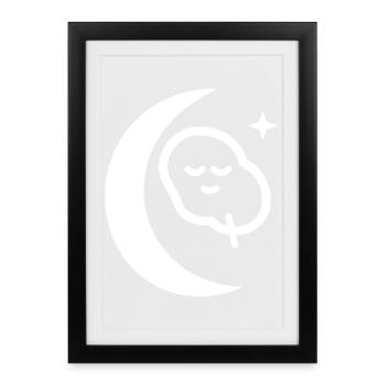 Mondbeschienener Schlafmond-Symbol - Gerahmtes Poster (27 × 37 cm) - Schwarz - Vorne