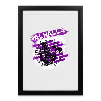 Valhalla Street Art Viking - Gerahmtes Poster (27 × 37 cm) - Schwarz - Vorne