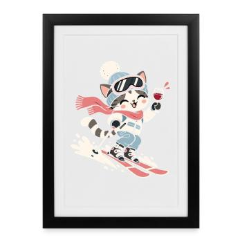 Ski Snowboard Wein Après Ski Winterparty - Gerahmtes Poster (27 × 37 cm) - Schwarz - Vorne