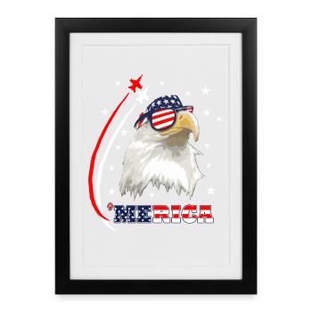 Merica Eagle - Gerahmtes Poster (27 × 37 cm) - Schwarz - Vorne