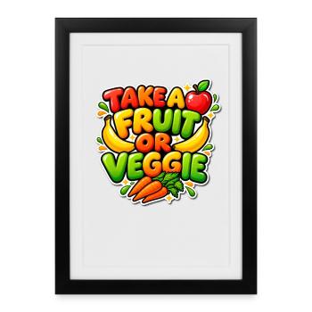 Take A Fruit Or Veggie Colorful Healthy Eating  - Gerahmtes Poster (27 × 37 cm) - Schwarz - Vorne