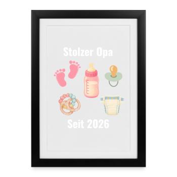 Stolzer Opa Seit 2026 - Gerahmtes Poster (27 × 37 cm) - Schwarz - Vorne