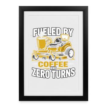 Kaffee Und Rasenmähen Für Aufsitzmäher Fahrer - Gerahmtes Poster (27 × 37 cm) - Schwarz - Vorne