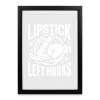 Lipstick Left Hooks Boxing Gloves - Gerahmtes Poster (27 × 37 cm) - Schwarz - Vorne