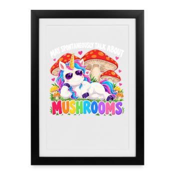Cute Unicorn Mushroom Lovers - Gerahmtes Poster (27 × 37 cm) - Schwarz - Vorne