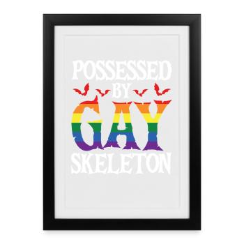 Possessed By Gay Skeleton Halloween Spooky Pride - Gerahmtes Poster (27 × 37 cm) - Schwarz - Vorne