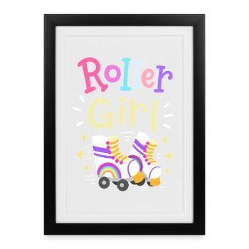 Roller Skating Girl - Gerahmtes Poster (27 × 37 cm) - Schwarz - Vorne