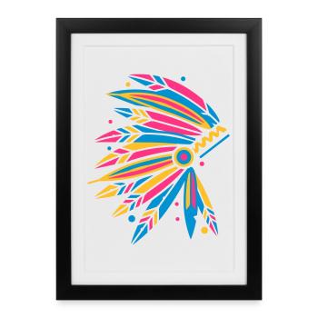 Coiffe amérindienne - Affiche encadrée (27 × 37 cm) - noir - Devant