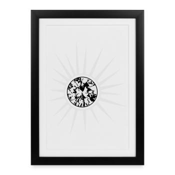 Soleil blanc avec diamant. - Affiche encadrée (27 × 37 cm) - noir - Devant