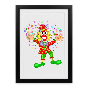 Clown de carnaval - Affiche encadrée (27 × 37 cm) - noir - Devant