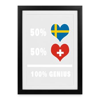 Suède et Suisse Génie / Cadeau - Affiche encadrée (27 × 37 cm) - noir - Devant