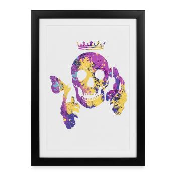 Skull with butterfly - Framed poster (27 × 37 cm) - black - Front