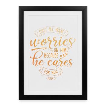 Jetez tous vos soucis sur lui - Affiche encadrée (27 × 37 cm) - noir - Devant
