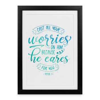 Jetez tous vos soucis sur lui - Affiche encadrée (27 × 37 cm) - noir - Devant