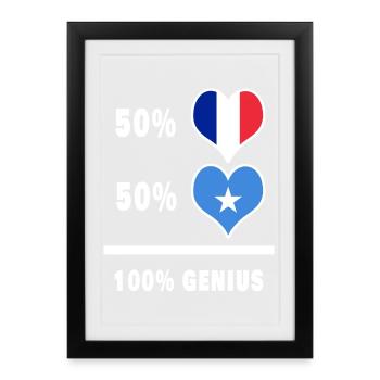 France et Somalie Genius / Cadeau - Affiche encadrée (27 × 37 cm) - noir - Devant